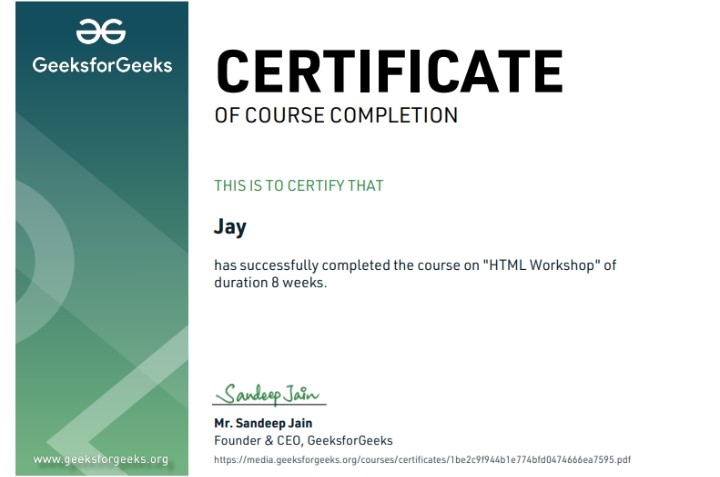 Internship Certificate